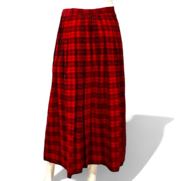 Vintage Susan Bristol Holiday Plaid Midi Kilt Skirt - Picture 3 of 15